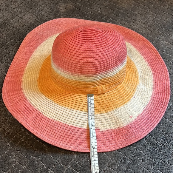 NWOT Scala Collezione Packable Straw Raffia Hat Tangerine Orange Watermelon Pink - Picture 13 of 16